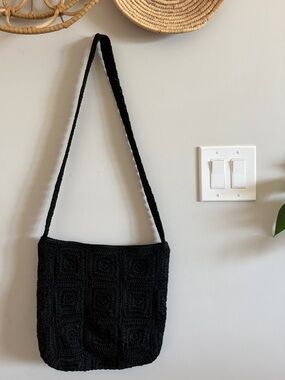 The Sak Black Crochet Shoulder Bag for Women